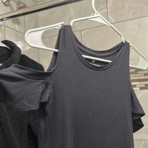 Off the shoulder black ribbed top